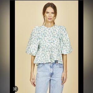 Hunter Bell floral Harlow cotton poplin blouse